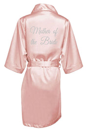 SILVER GLITTER PRINT MOTHER OF THE BRIDE SATIN ROBE