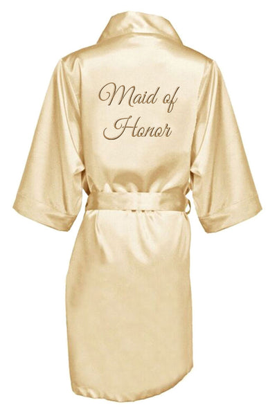 GOLD THREAD EMBROIDERED MAID OF HONOR SATIN ROBE