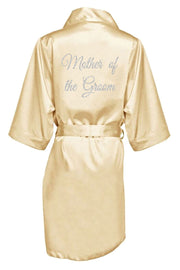 SILVER GLITTER PRINT MOTHER OF THE GROOM SATIN ROBE