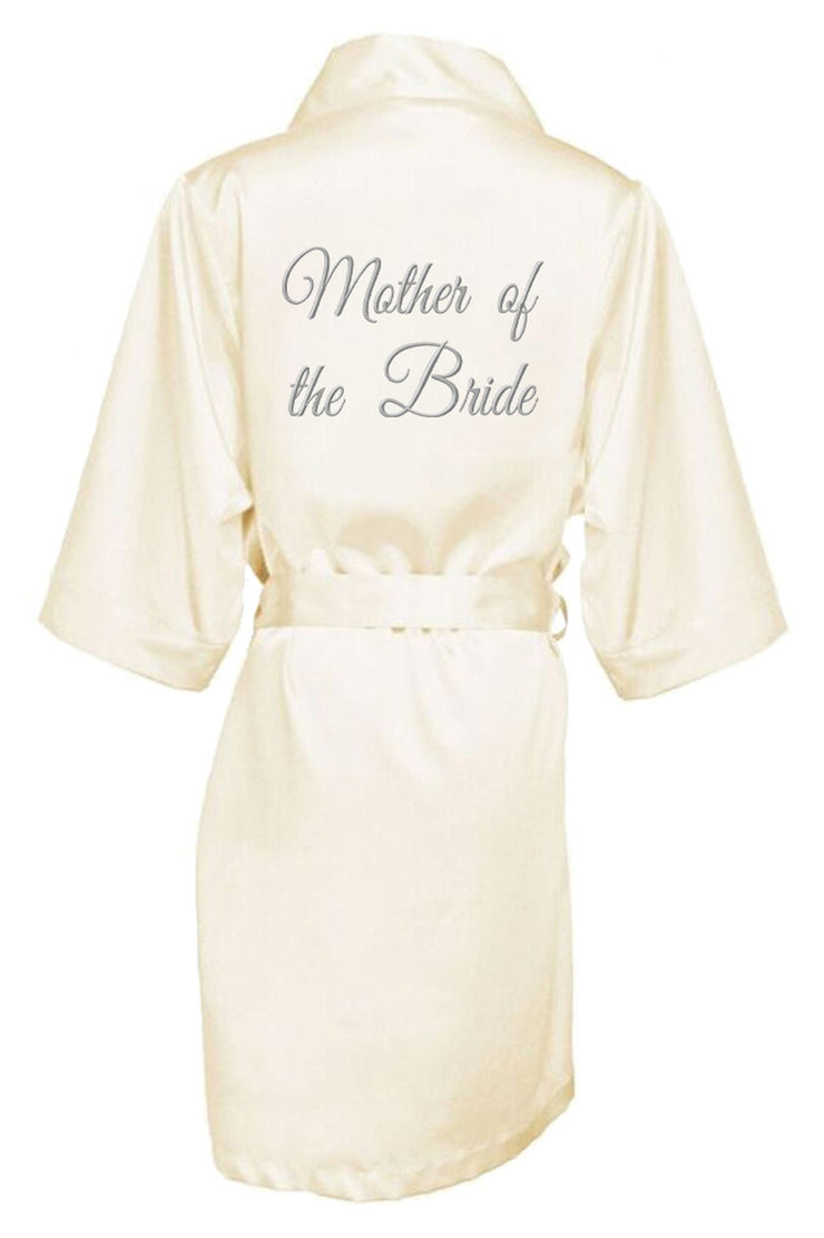 SILVER THREAD EMBROIDERED MOTHER OF THE BRIDE SATIN ROBE