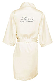 SILVER THREAD EMBROIDERED BRIDE SATIN ROBE