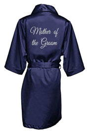 SILVER GLITTER PRINT MOTHER OF THE GROOM SATIN ROBE