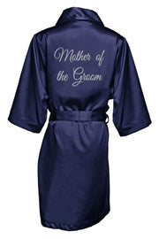 SILVER THREAD EMBROIDERED MOTHER OF THE GROOM SATIN ROBE