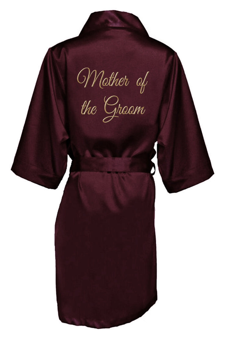 GOLD THREAD EMBROIDERED MOTHER OF THE GROOM SATIN ROBE